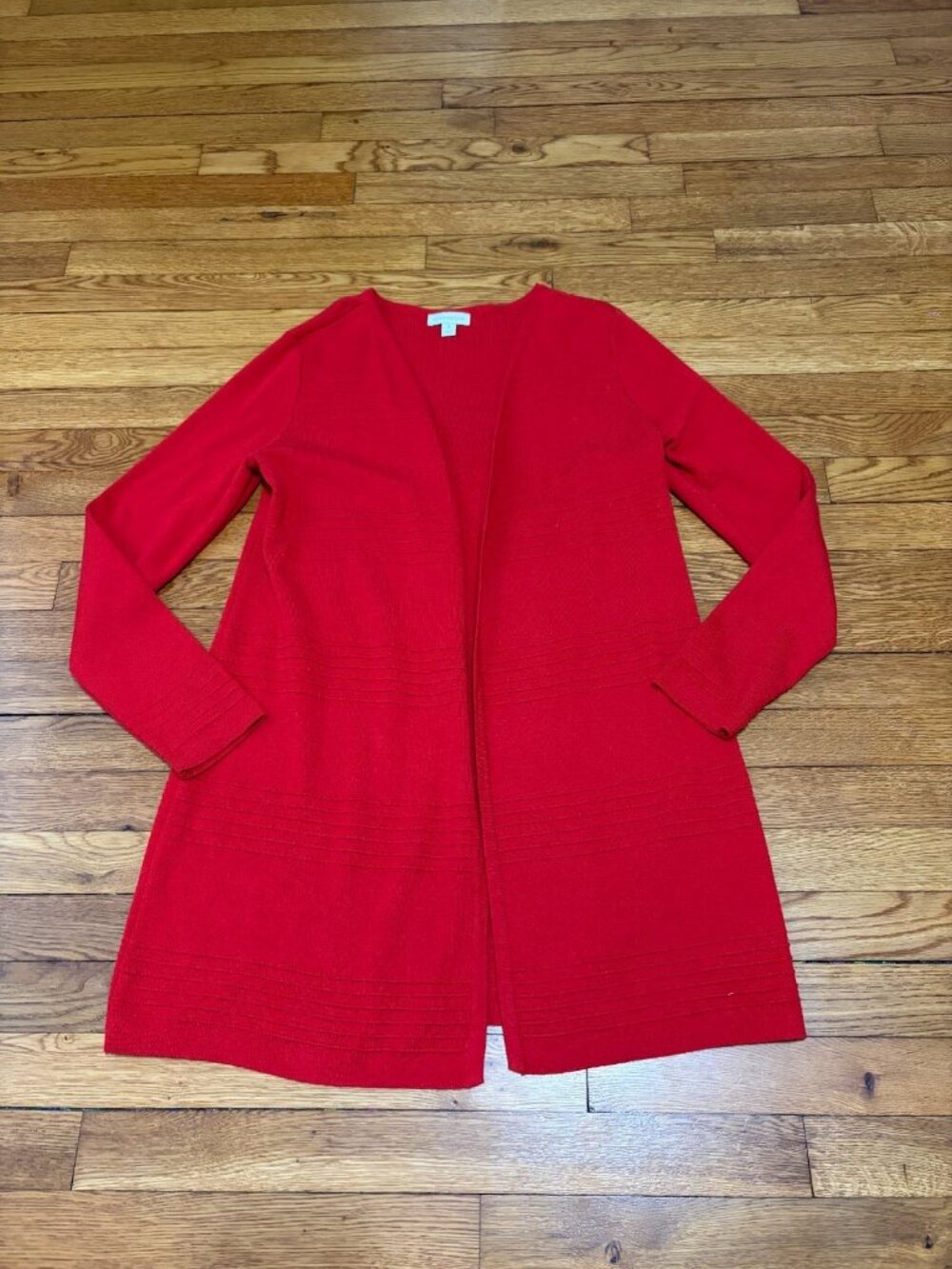 Charter Club Womens Open Front Cardigan Sweater Size Medium Red Stretch Knit